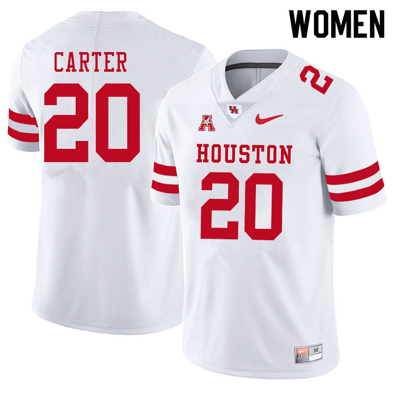 Women #20 KeSean Carter Houston Cougars College Football Jerseys Sale-White